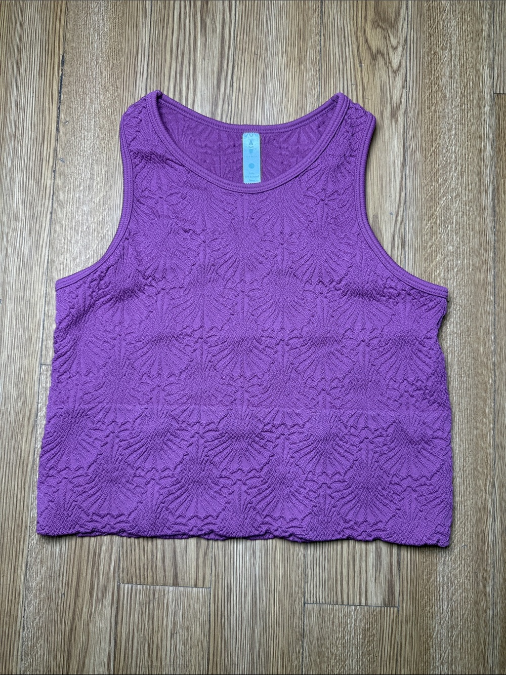Purple Textured Sleeveless Crop Tank Top